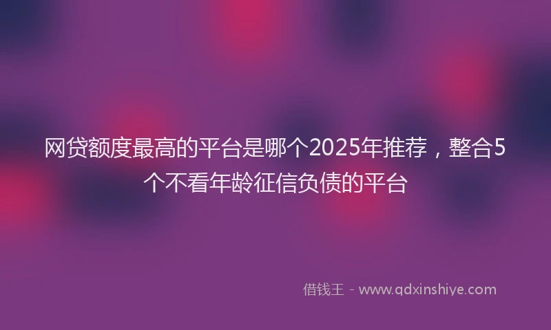 网贷额度最高的平台是哪个2025年推荐，整合5个不看年龄征信负债的平台