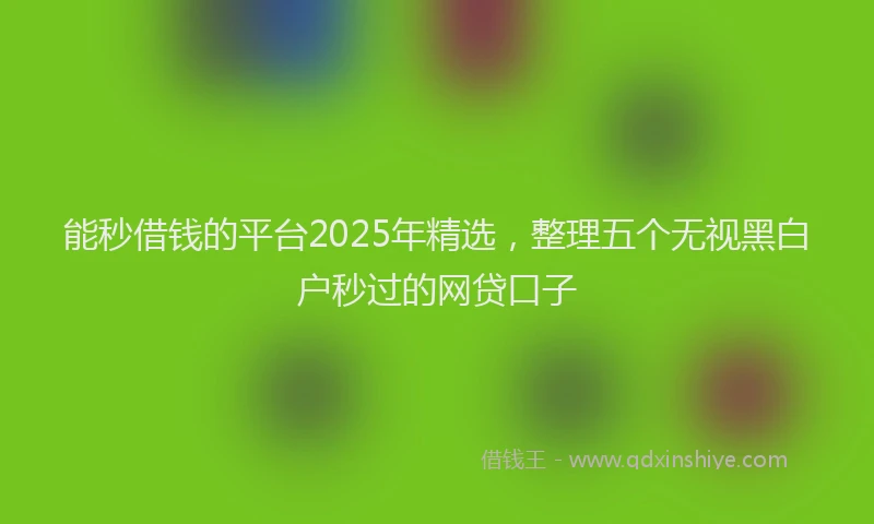 能秒借钱的平台2025年精选，整理五个无视黑白户秒过的网贷口子