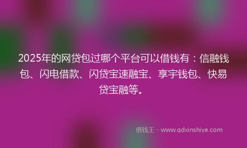 2025年的网贷包过哪个平台可以借钱有：信融钱包、闪电借款、闪贷宝速融宝、享宇钱包、快易贷宝融等。