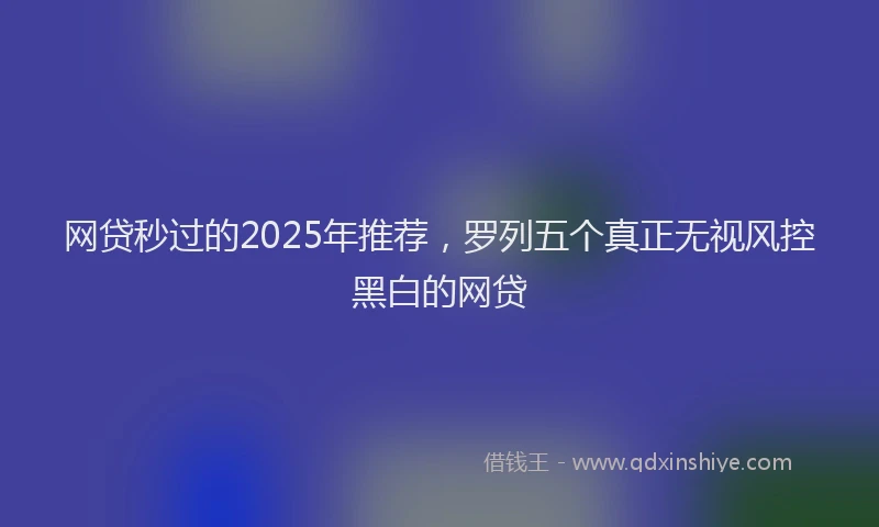 网贷秒过的2025年推荐，罗列五个真正无视风控黑白的网贷