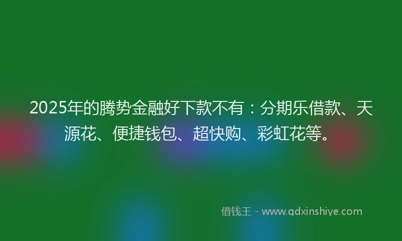 2025年的腾势金融好下款不有：分期乐借款、天源花、便捷钱包、超快购、彩虹花等。