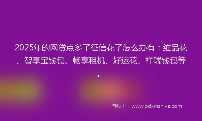 2025年的网贷点多了征信花了怎么办有：维品花、智享宝钱包、畅享租机、好运花、祥瑞钱包等。