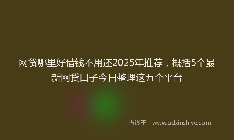 网贷哪里好借钱不用还2025年推荐，概括5个最新网贷口子今日整理这五个平台