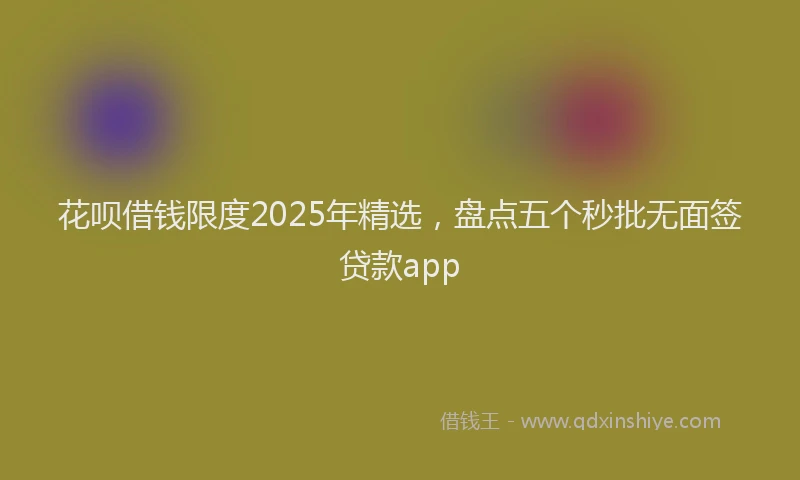 花呗借钱限度2025年精选，盘点五个秒批无面签贷款app