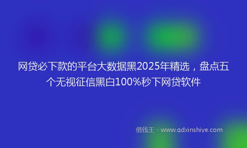 网贷必下款的平台大数据黑2025年精选，盘点五个无视征信黑白100%秒下网贷软件