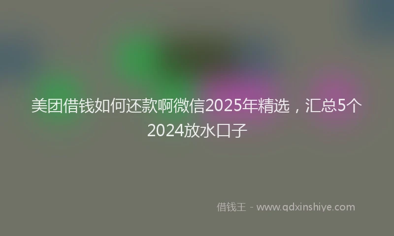 美团借钱如何还款啊微信2025年精选，汇总5个2024放水口子