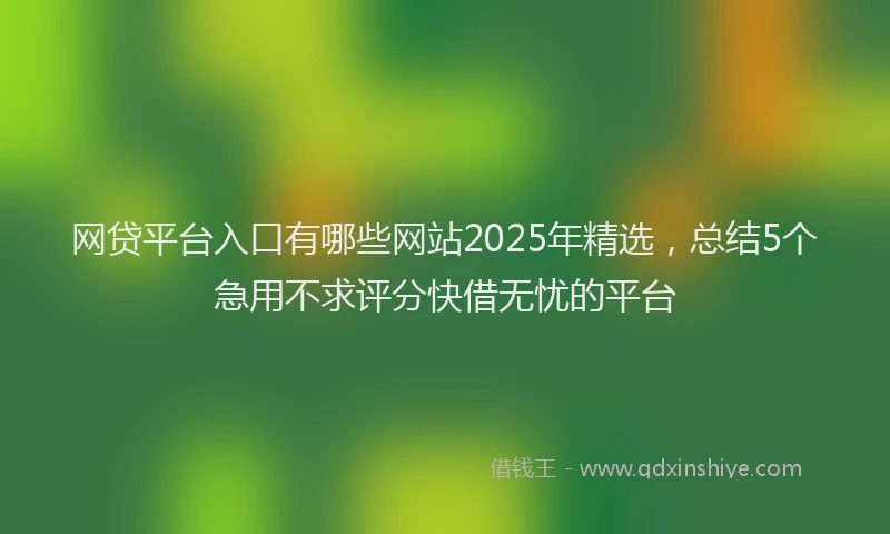 网贷平台入口有哪些网站2025年精选，总结5个急用不求评分快借无忧的平台