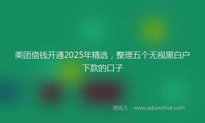 美团借钱开通2025年精选，整理五个无视黑白户下款的口子