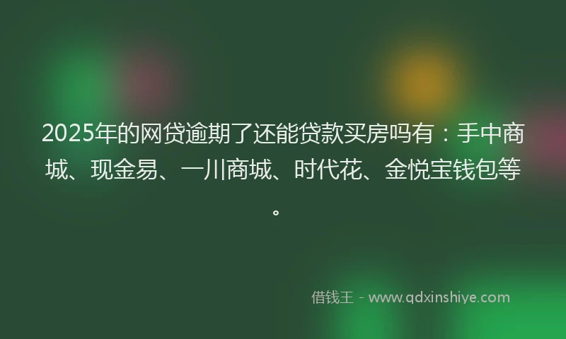 2025年的网贷逾期了还能贷款买房吗有：手中商城、现金易、一川商城、时代花、金悦宝钱包等。