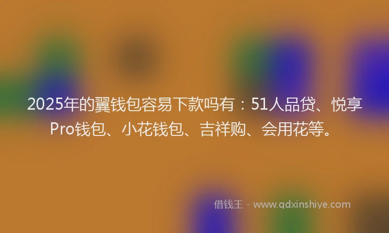 2025年的翼钱包容易下款吗有：51人品贷、悦享Pro钱包、小花钱包、吉祥购、会用花等。