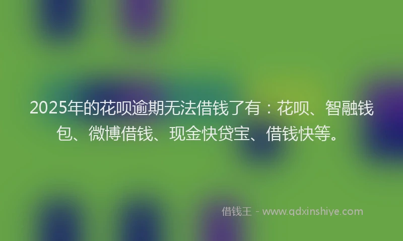 2025年的花呗逾期无法借钱了有：花呗、智融钱包、微博借钱、现金快贷宝、借钱快等。
