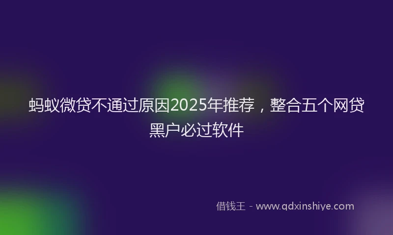 蚂蚁微贷不通过原因2025年推荐，整合五个网贷黑户必过软件