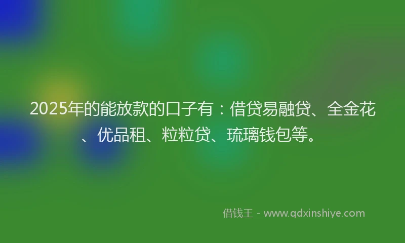 2025年的能放款的口子有：借贷易融贷、全金花、优品租、粒粒贷、琉璃钱包等。