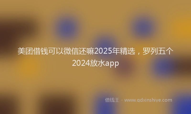 美团借钱可以微信还嘛2025年精选，罗列五个2024放水app