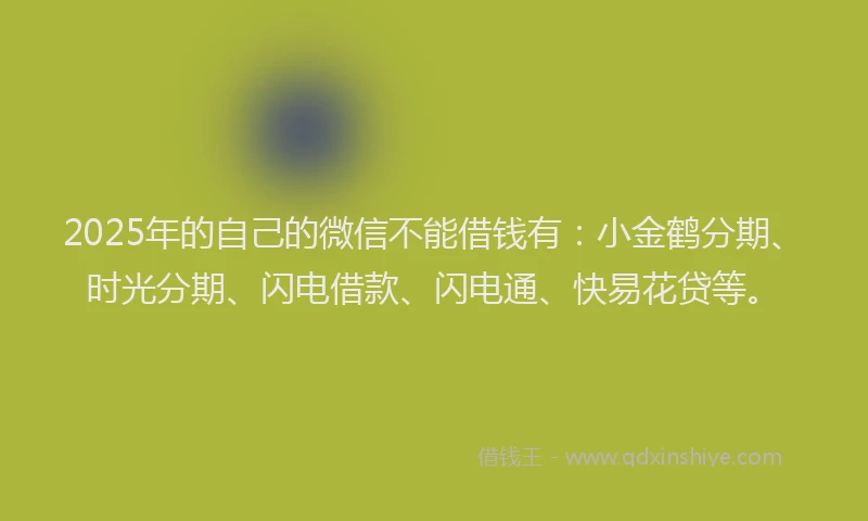 2025年的自己的微信不能借钱有：小金鹤分期、时光分期、闪电借款、闪电通、快易花贷等。
