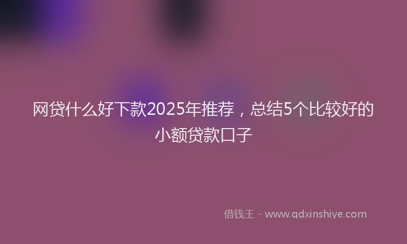 网贷什么好下款2025年推荐，总结5个比较好的小额贷款口子