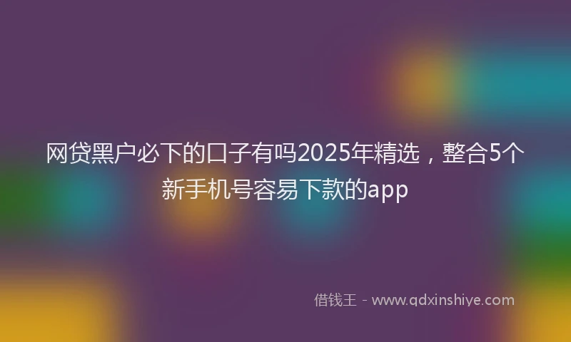 网贷黑户必下的口子有吗2025年精选，整合5个新手机号容易下款的app