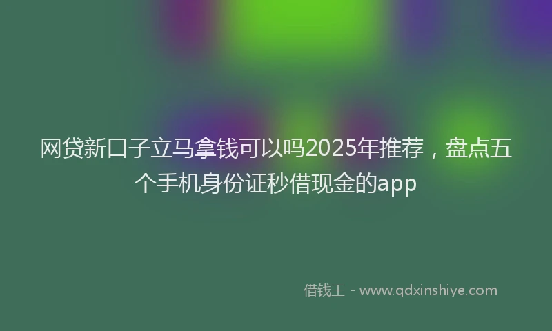 网贷新口子立马拿钱可以吗2025年推荐，盘点五个手机身份证秒借现金的app