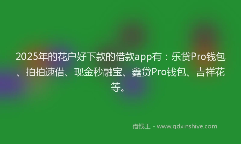 2025年的花户好下款的借款app有：乐贷Pro钱包、拍拍速借、现金秒融宝、鑫贷Pro钱包、吉祥花等。