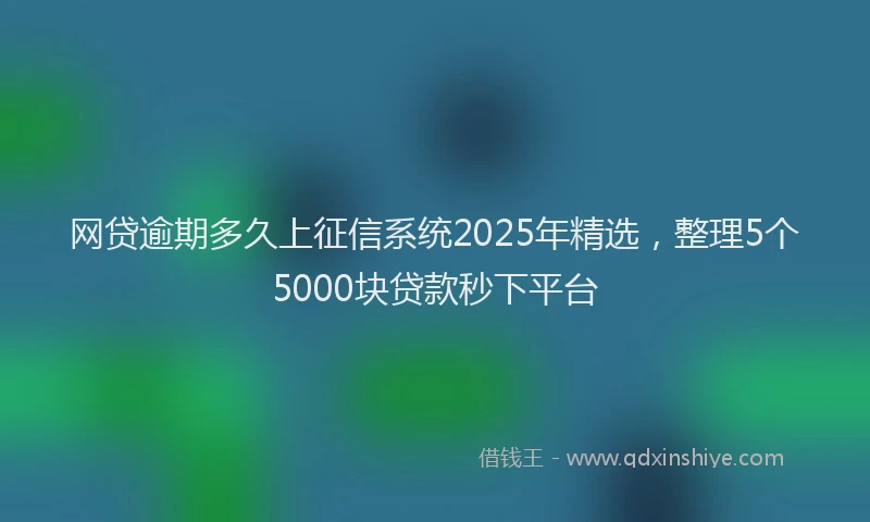 网贷逾期多久上征信系统2025年精选，整理5个5000块贷款秒下平台