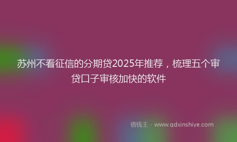苏州不看征信的分期贷2025年推荐，梳理五个审贷口子审核加快的软件