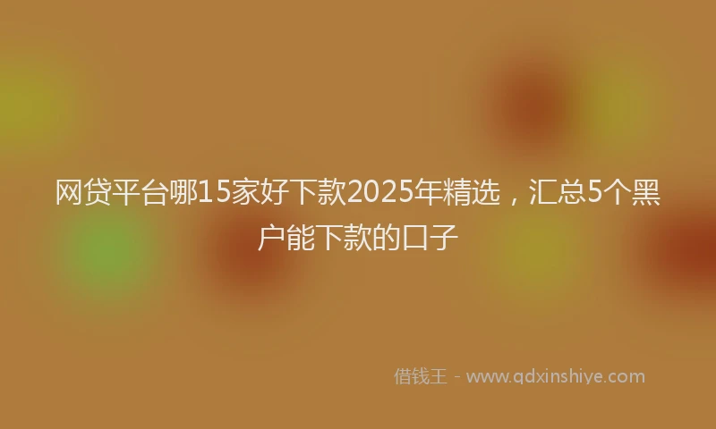 网贷平台哪15家好下款2025年精选，汇总5个黑户能下款的口子