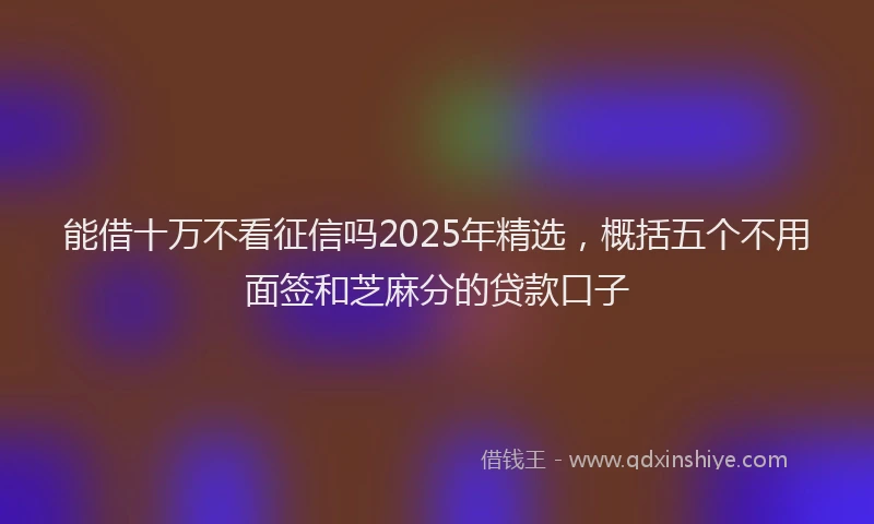 能借十万不看征信吗2025年精选，概括五个不用面签和芝麻分的贷款口子