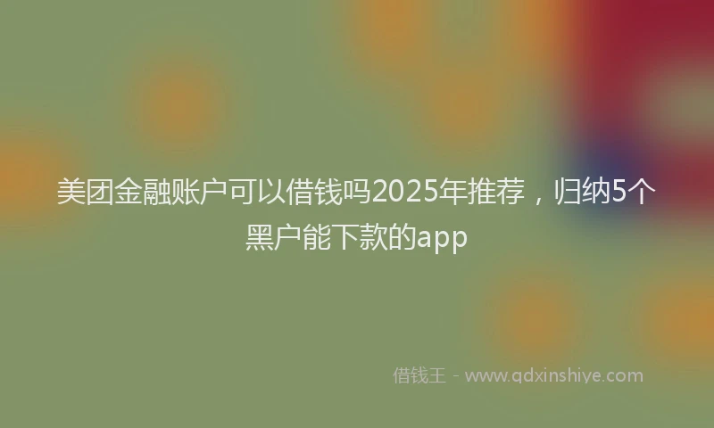 美团金融账户可以借钱吗2025年推荐，归纳5个黑户能下款的app