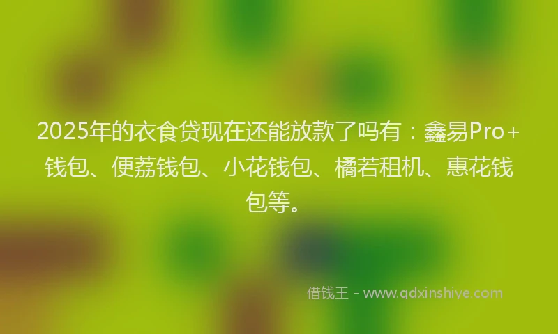 2025年的衣食贷现在还能放款了吗有：鑫易Pro+钱包、便荔钱包、小花钱包、橘若租机、惠花钱包等。