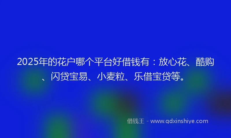 2025年的花户哪个平台好借钱有：放心花、酷购、闪贷宝易、小麦粒、乐借宝贷等。