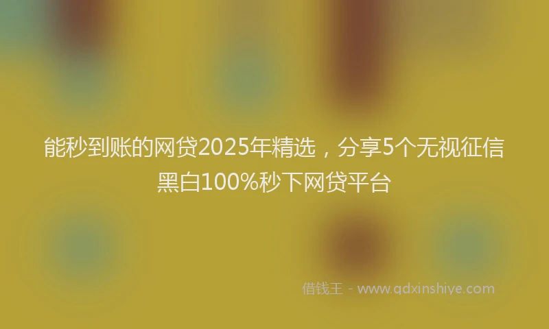 能秒到账的网贷2025年精选，分享5个无视征信黑白100%秒下网贷平台