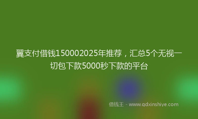翼支付借钱150002025年推荐，汇总5个无视一切包下款5000秒下款的平台