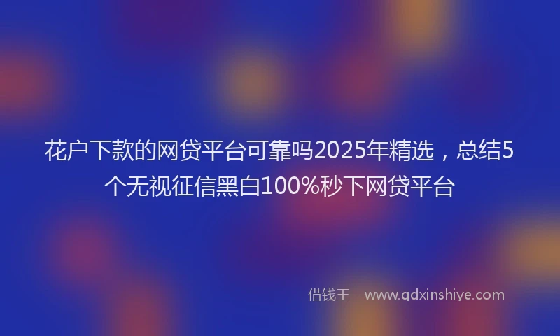 花户下款的网贷平台可靠吗2025年精选，总结5个无视征信黑白100%秒下网贷平台