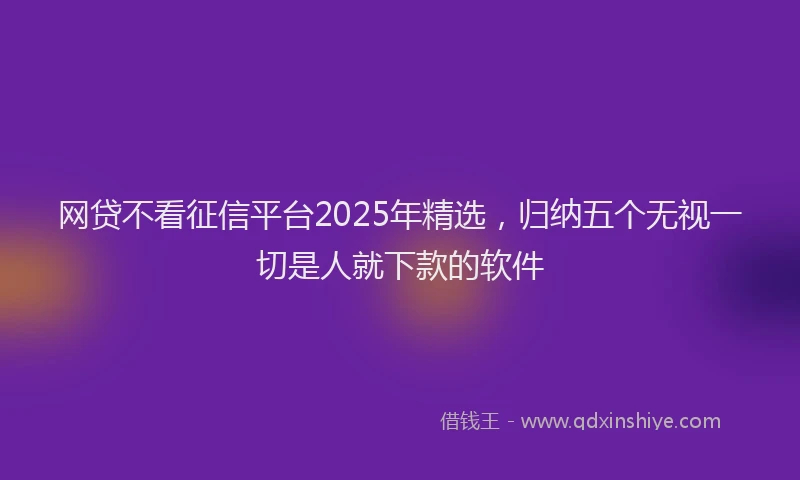 网贷不看征信平台2025年精选，归纳五个无视一切是人就下款的软件