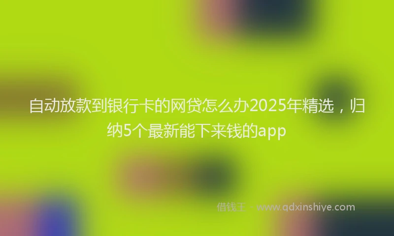 自动放款到银行卡的网贷怎么办2025年精选，归纳5个最新能下来钱的app