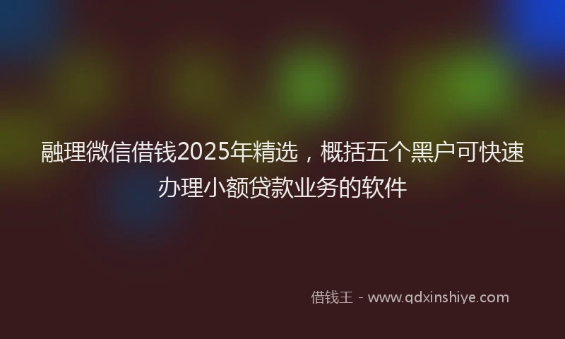 融理微信借钱2025年精选，概括五个黑户可快速办理小额贷款业务的软件