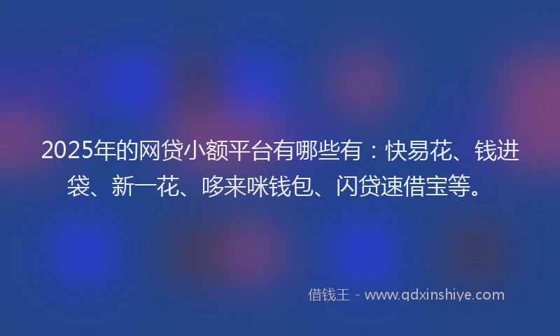 2025年的网贷小额平台有哪些有：快易花、钱进袋、新一花、哆来咪钱包、闪贷速借宝等。