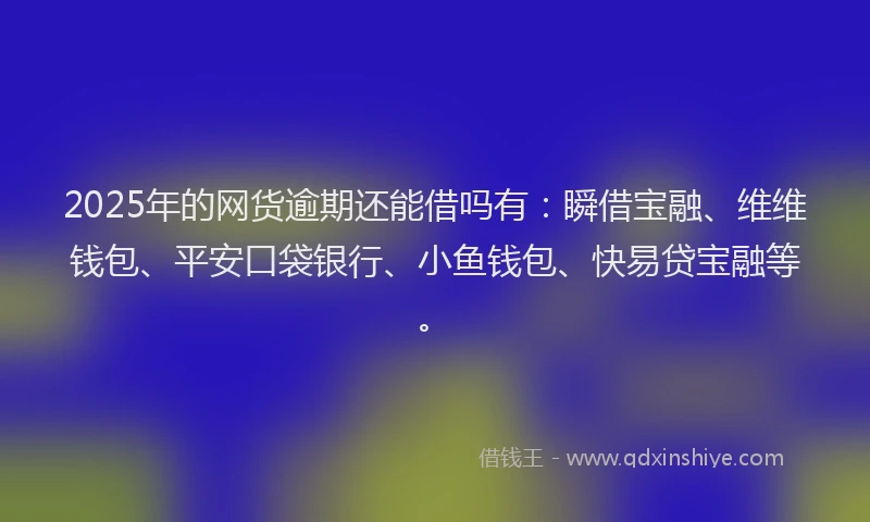 2025年的网货逾期还能借吗有：瞬借宝融、维维钱包、平安口袋银行、小鱼钱包、快易贷宝融等。