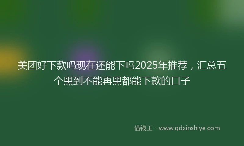 美团好下款吗现在还能下吗2025年推荐，汇总五个黑到不能再黑都能下款的口子