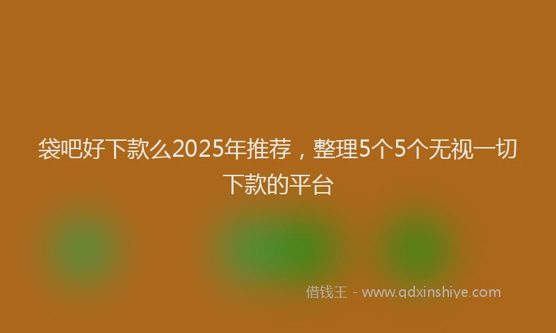 袋吧好下款么2025年推荐，整理5个5个无视一切下款的平台