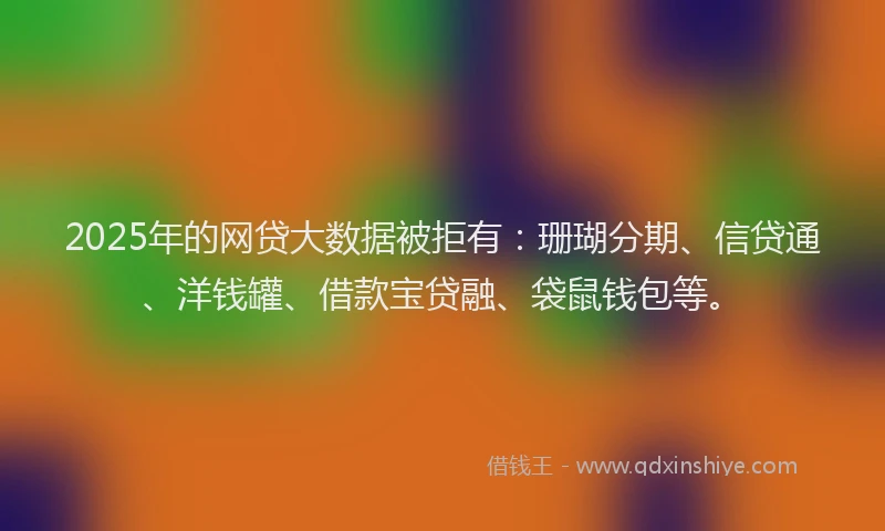 2025年的网贷大数据被拒有：珊瑚分期、信贷通、洋钱罐、借款宝贷融、袋鼠钱包等。