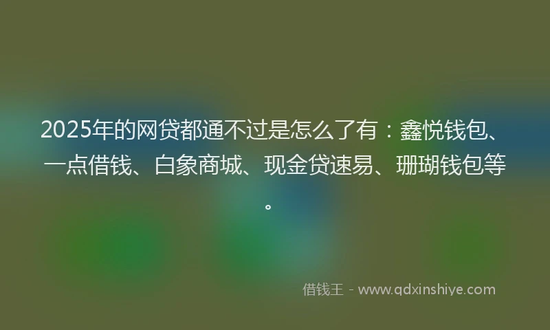 2025年的网贷都通不过是怎么了有：鑫悦钱包、一点借钱、白象商城、现金贷速易、珊瑚钱包等。