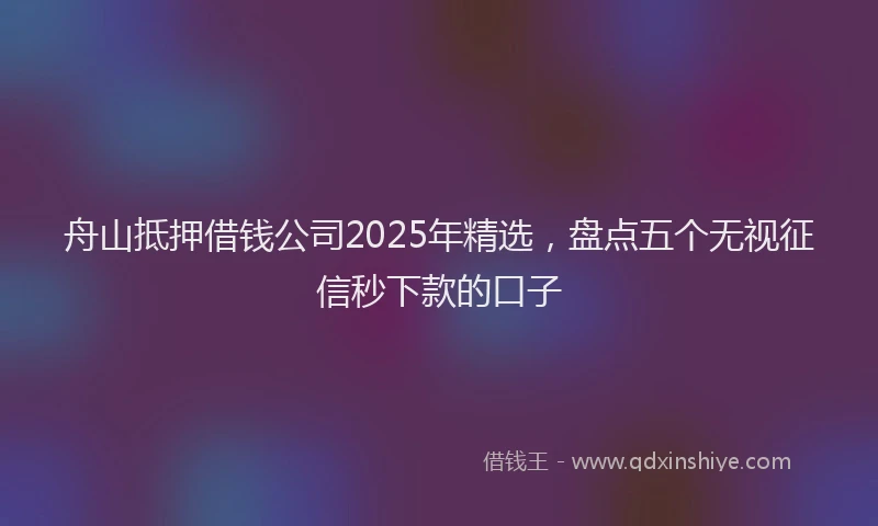 舟山抵押借钱公司2025年精选，盘点五个无视征信秒下款的口子
