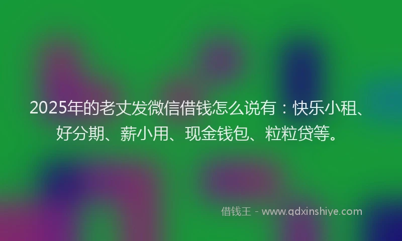 2025年的老丈发微信借钱怎么说有：快乐小租、好分期、薪小用、现金钱包、粒粒贷等。