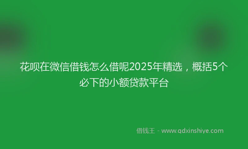 花呗在微信借钱怎么借呢2025年精选，概括5个必下的小额贷款平台