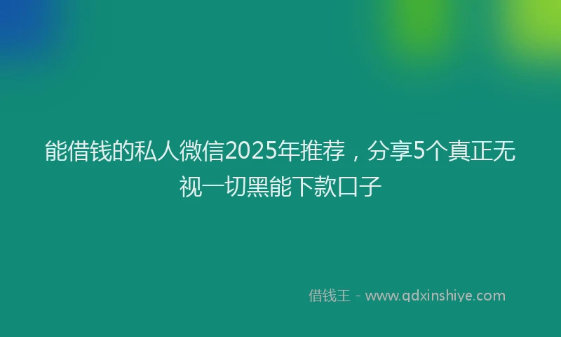 能借钱的私人微信2025年推荐，分享5个真正无视一切黑能下款口子