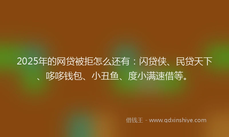 2025年的网贷被拒怎么还有：闪贷侠、民贷天下、哆哆钱包、小丑鱼、度小满速借等。