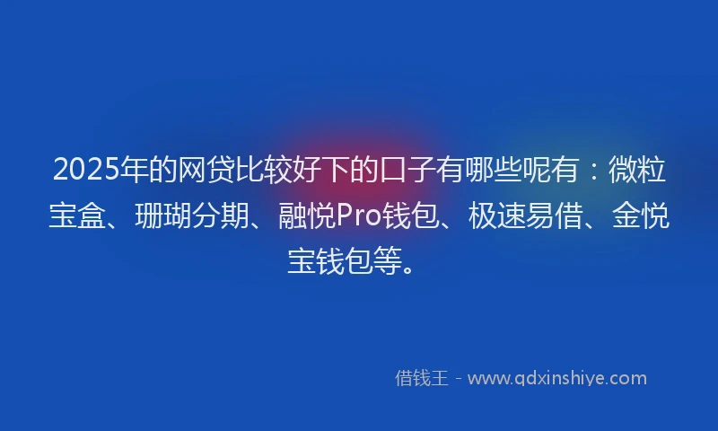 2025年的网贷比较好下的口子有哪些呢有：微粒宝盒、珊瑚分期、融悦Pro钱包、极速易借、金悦宝钱包等。
