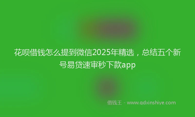 花呗借钱怎么提到微信2025年精选，总结五个新号易贷速审秒下款app