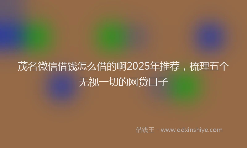 茂名微信借钱怎么借的啊2025年推荐，梳理五个无视一切的网贷口子